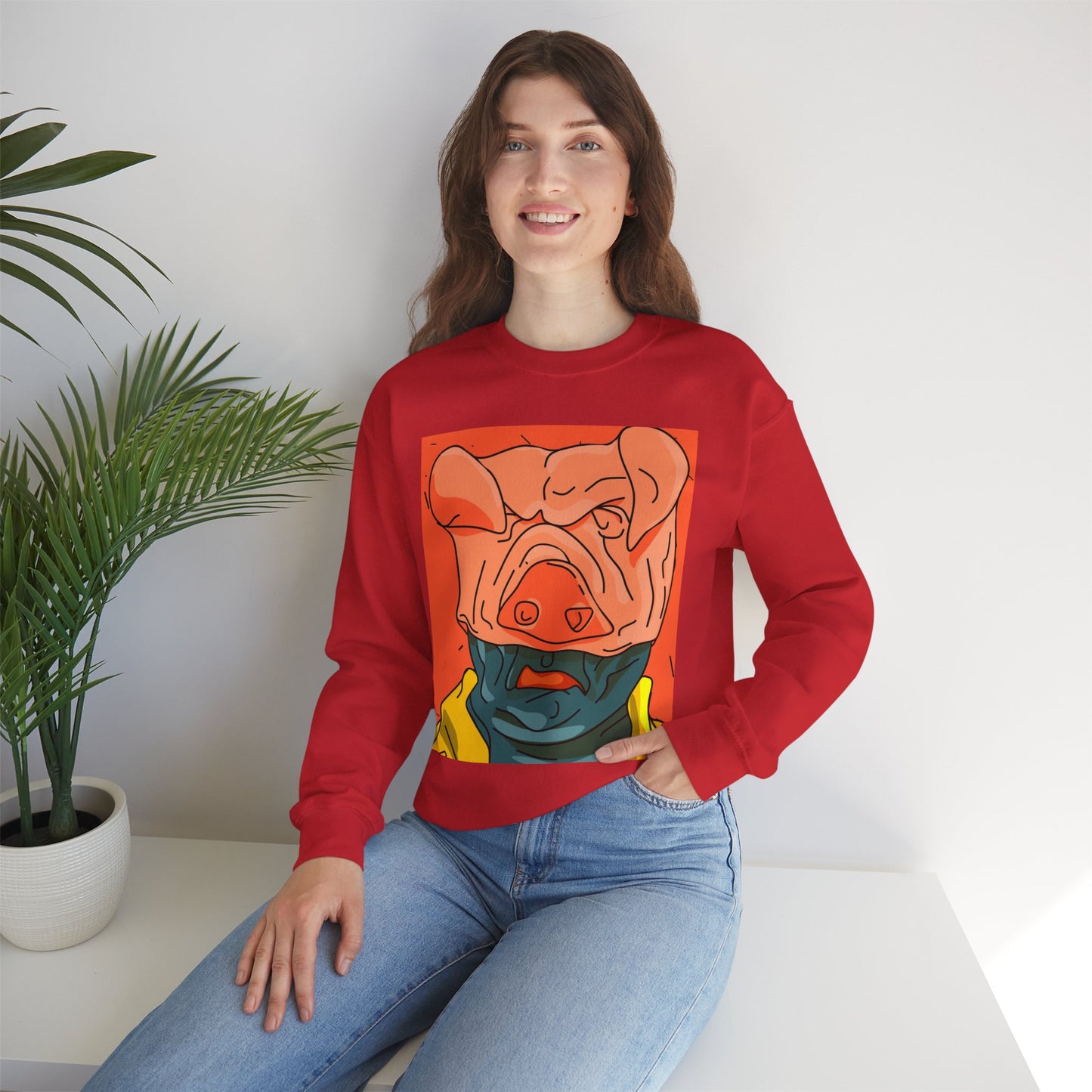 Artistic Pig Head Illustration Sweatshirt