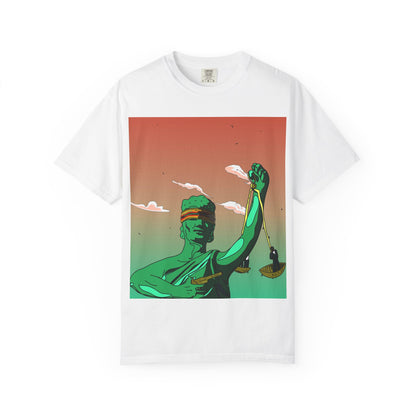 Empowered Justice T-Shirt - Unisex Garment-Dyed Tee with Artistic Design