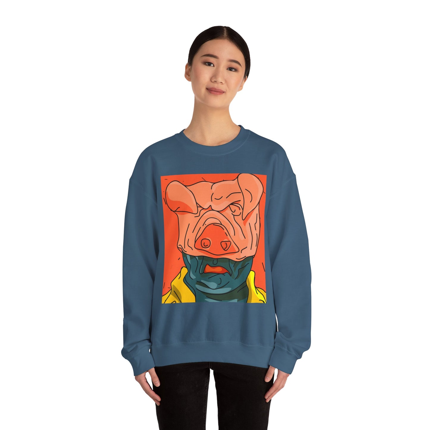 Artistic Pig Head Illustration Sweatshirt